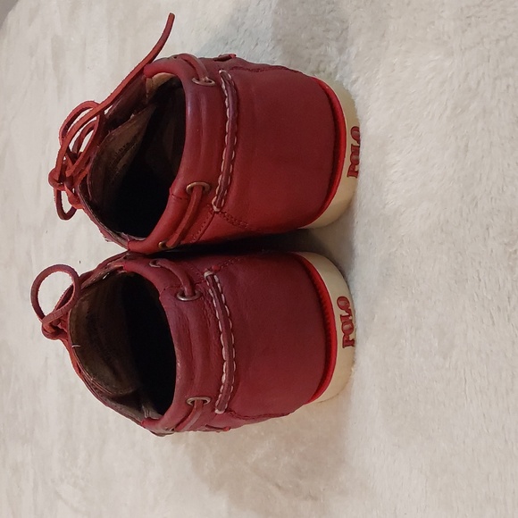 Polo Ralph Lauren Bienne II LU-BTS Mens Red Leather Boat Loafer Shoes Sizs 8.5 D - Picture 4 of 12